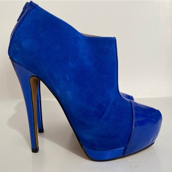 Aldo Korsen Booties Cobalt Blue Suede Stiletto 7 - Picture 3 of 9